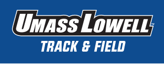 UMass Lowell Track & Field wordmark, white on blue variant, cell 236