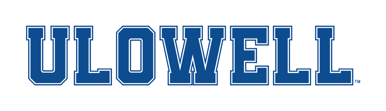 ULOWELL wordmark, blue with white outline variant, cell 1