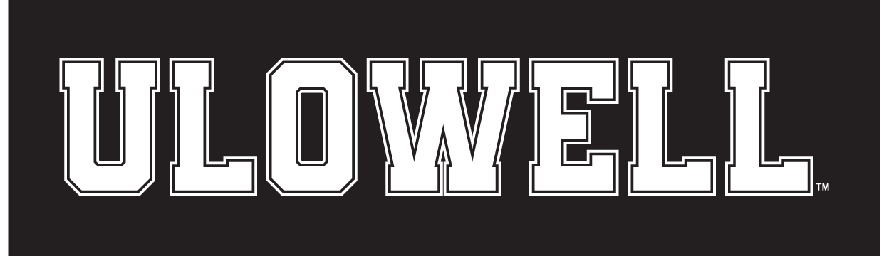 ULOWELL wordmark, white with black outline variant, cell 4