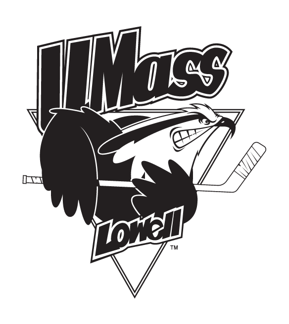 UMass Lowell River Hawks logo, black and white variant, cell 5