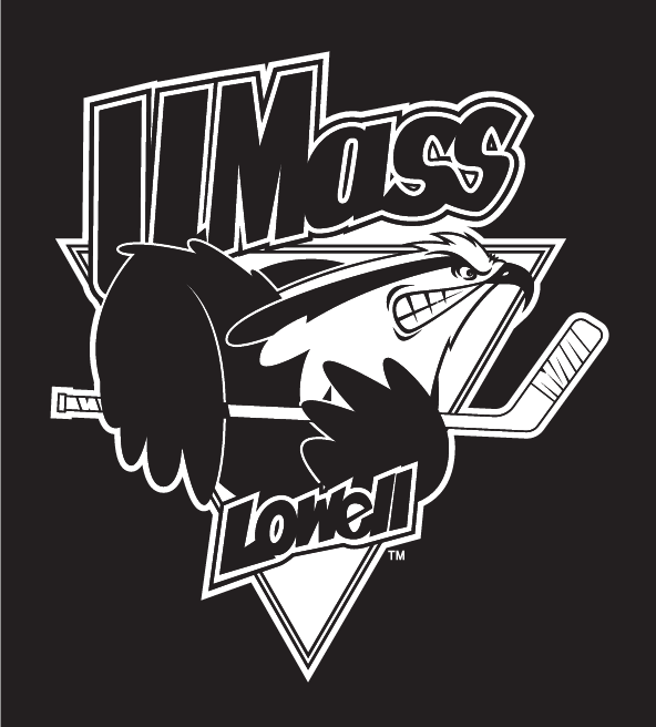 UMass Lowell River Hawks logo, black and white on black background variant, cell 6