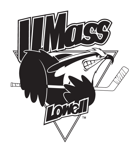 UMass Lowell River Hawks logo, black and white variant, cell 3