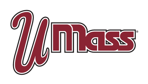 UMass wordmark, maroon with white outline variant, cell 1
