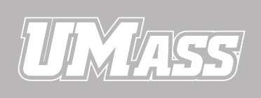 UMass wordmark, white with grey outline variant, cell 6