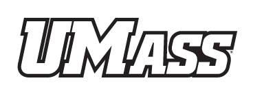 UMass wordmark, white with black outline variant, cell 7