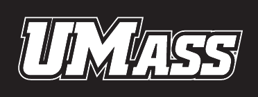 UMass wordmark, white with black outline variant, cell 8