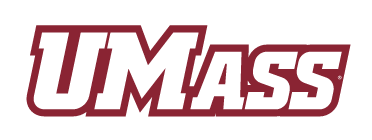 UMass wordmark, maroon with white outline variant, cell 9