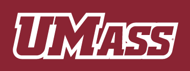 UMass wordmark, maroon with white outline variant, cell 10