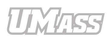 UMass wordmark, grey with white outline variant, cell 11
