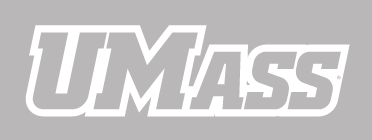 UMass wordmark, grey with white outline variant, cell 12