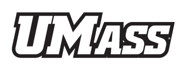 UMass wordmark, black with white outline variant, cell 13