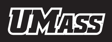 UMass wordmark, black with white outline variant, cell 14
