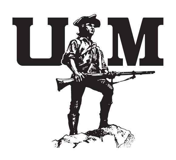 UM lettermark with Minuteman, black variant, cell 13
