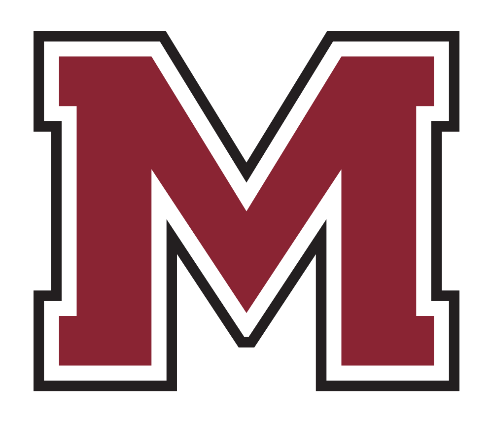 M lettermark, maroon with white and black outline variant, cell 1