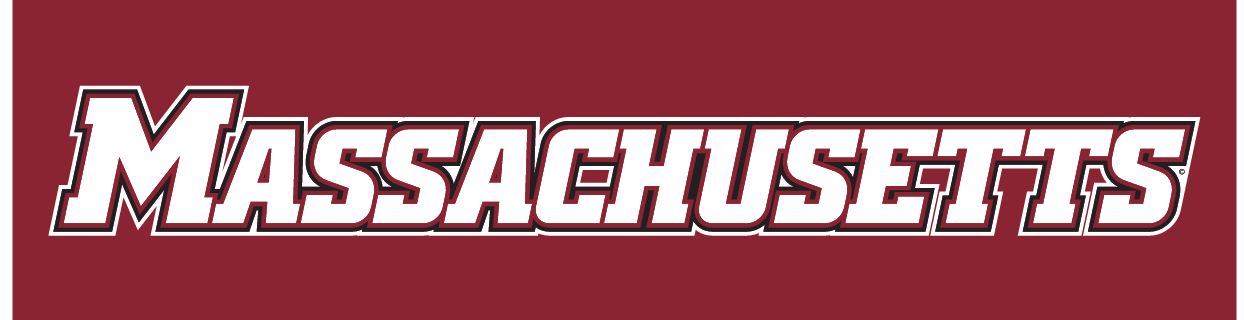 MASSACHUSETTS wordmark, white with maroon and black outline variant, cell 2