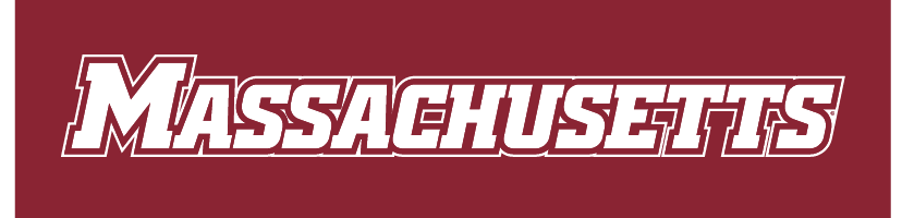 MASSACHUSETTS wordmark, white with maroon outline variant, cell 4