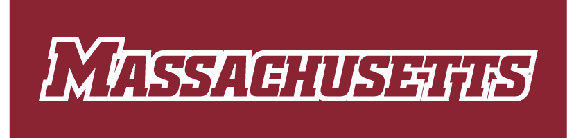 MASSACHUSETTS wordmark, white with maroon outline variant, cell 10