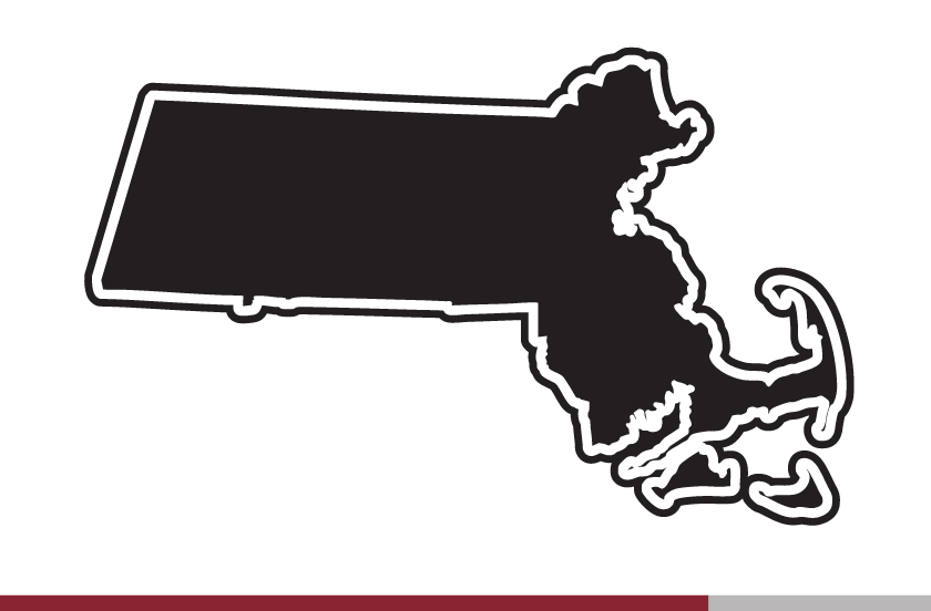 Massachusetts state outline, black with white and black outline variant, cell 7
