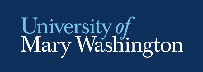 University of Mary Washington wordmark, primary, light blue/white on navy variant, cell 4
