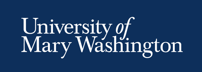University of Mary Washington wordmark, primary, white on navy variant, cell 5