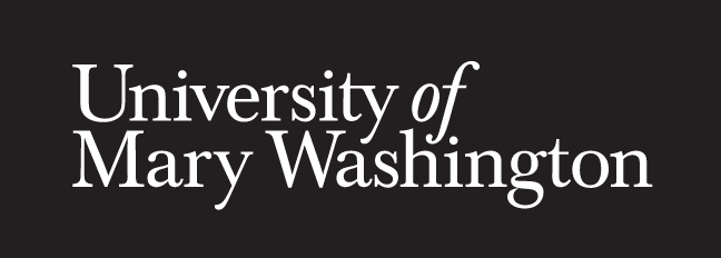 University of Mary Washington wordmark, primary, white on black variant, cell 6