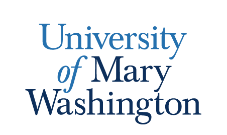University of Mary Washington wordmark, stacked, blue variant, cell 7