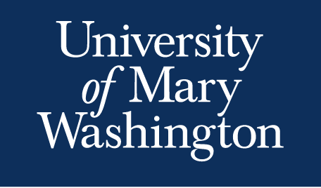 University of Mary Washington wordmark, stacked, white on navy variant, cell 11