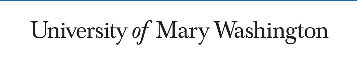 University of Mary Washington wordmark, single-line, black variant, cell 15