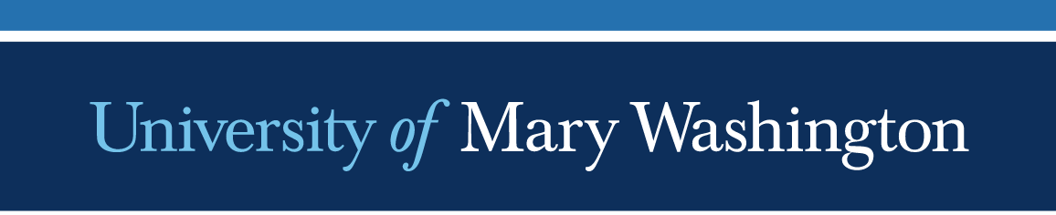 University of Mary Washington wordmark, single-line, light blue/white on navy variant, cell 16
