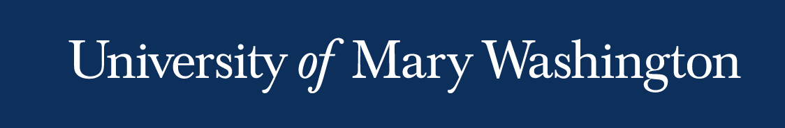 University of Mary Washington wordmark, single-line, white on navy variant, cell 17