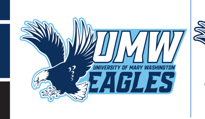 UMW Eagles linear type logo, full color variant, cell 28