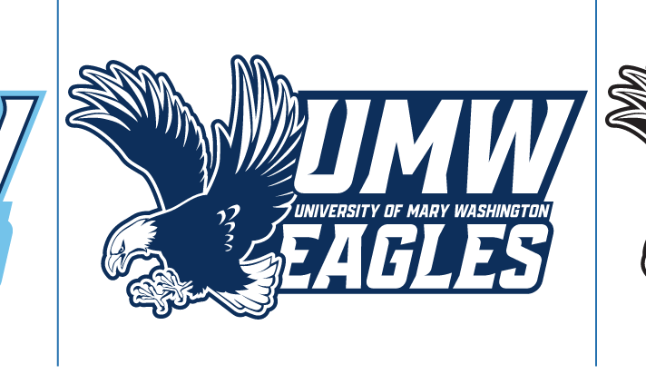 UMW Eagles linear type logo, blue/black variant, cell 29