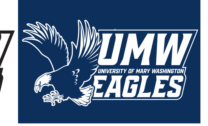 UMW Eagles linear type logo, white on navy variant, cell 31