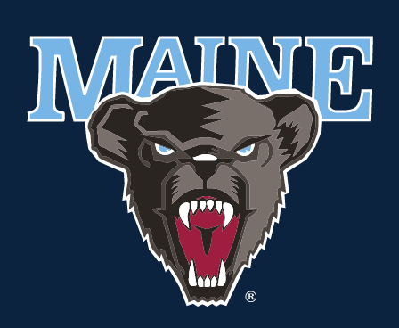 Maine Black Bears primary logo, full color on dark background variant, cell 2