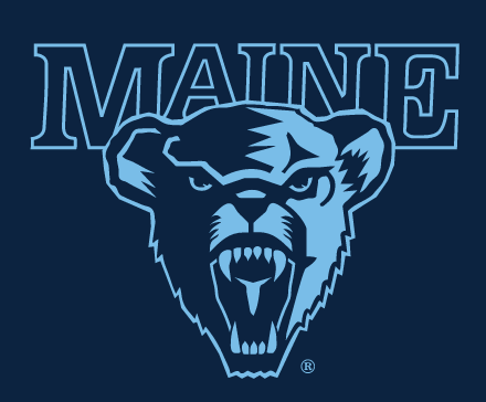 Maine Black Bears primary logo, light blue outline on dark background variant, cell 8