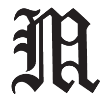 'M' Wordmark, black Old English variant, cell 28
