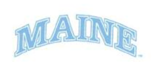 MAINE wordmark, light blue arched variant