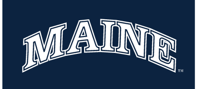 MAINE Arched Wordmark, white with light blue outline variant, cell 35