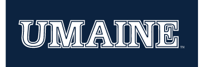 UMAINE Wordmark, white with light blue outline variant, cell 40