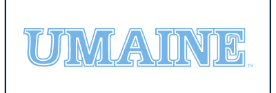 UMAINE Wordmark, light blue with white outline variant, cell 41