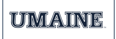 UMAINE Wordmark, navy with white outline variant, cell 43