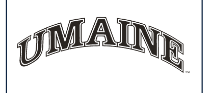 UMAINE Arched Wordmark, black with white outline variant, cell 47