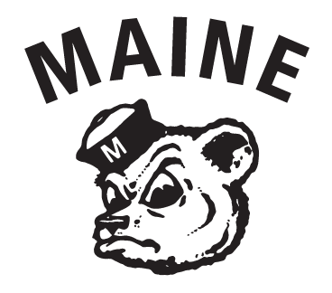 legacy bear head with MAINE wordmark, black and white variant, cell 57