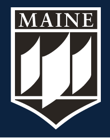 university logo secondary shield, black and white on dark background variant, cell 67
