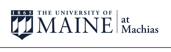 University of Maine at Machias logo, black on white variant, cell 74