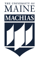 University of Maine Machias shield, black on white variant, cell 80