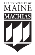 University of Maine Machias shield, black on white variant, cell 82