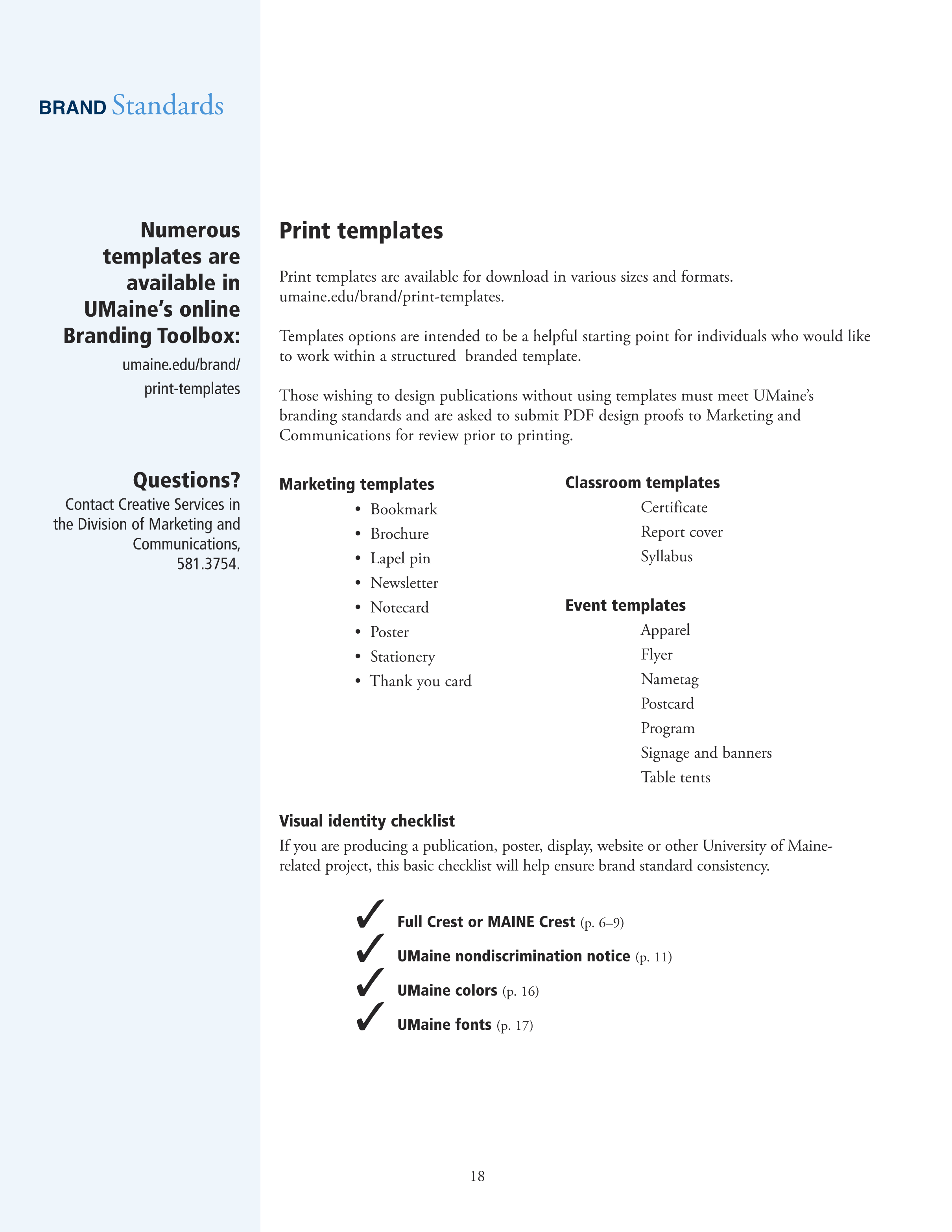 Full Page Guideline Sheet, Standard variant