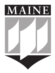 MAINE crest logo, Black and 30% Black variant