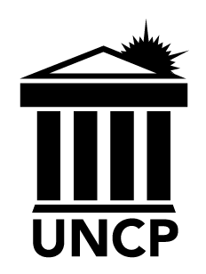 UNC Pembroke primary vertical logo, black variant, cell 6